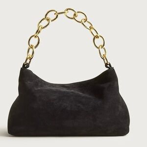J. Crew Berkeley small chainlink shoulder bag in black suede